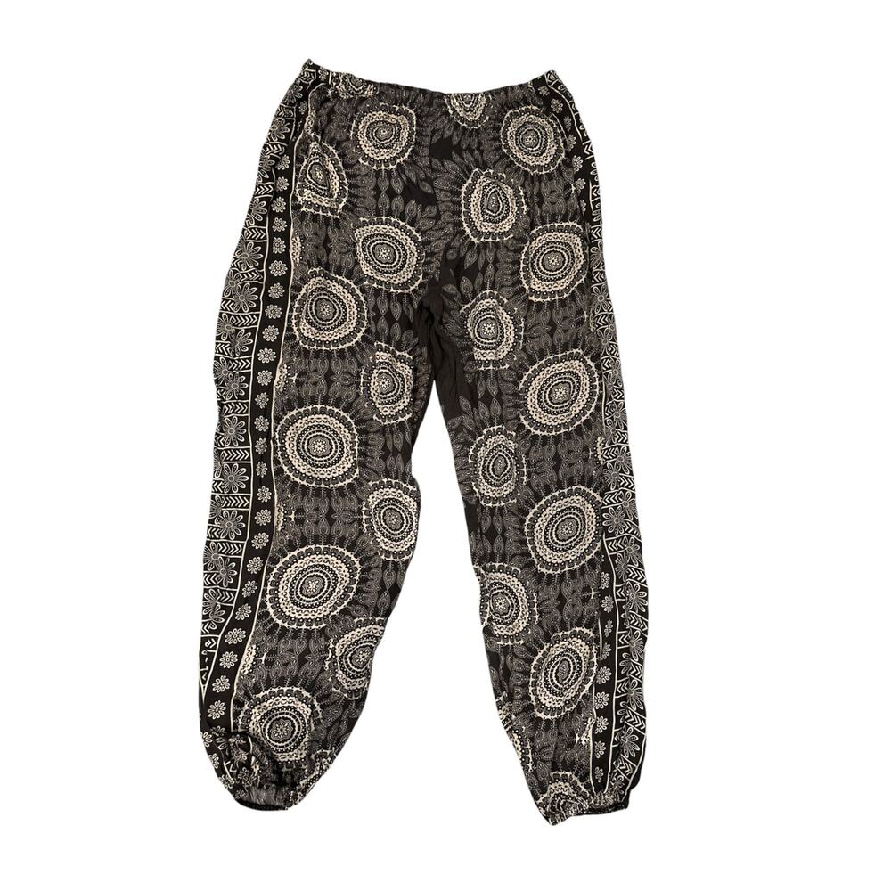 Lotus and Luna harem pants lounge pants women’s large elastic waist black white